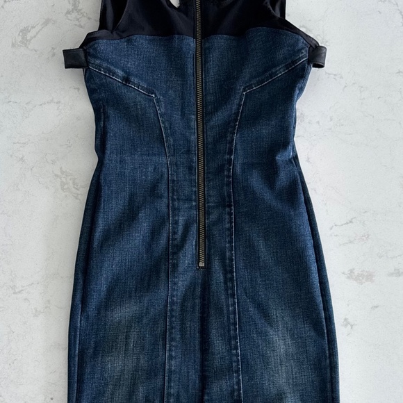 Alexander Wang Black leather and Denim Mini Dress Size US 4 - Picture 8 of 9
